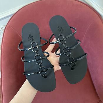 Hermès Mykonos Black Sandals