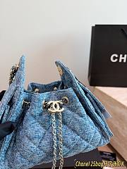Chanel 25 Mini Washed Denim Handbag 25x22x15cm - 4