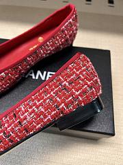 Chanel Red Tweed Tweed and Black Cap-Toe Ballet Flats - 6