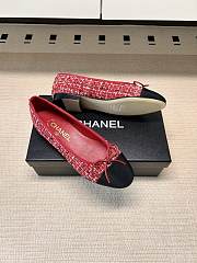 Chanel Red Tweed Tweed and Black Cap-Toe Ballet Flats - 4