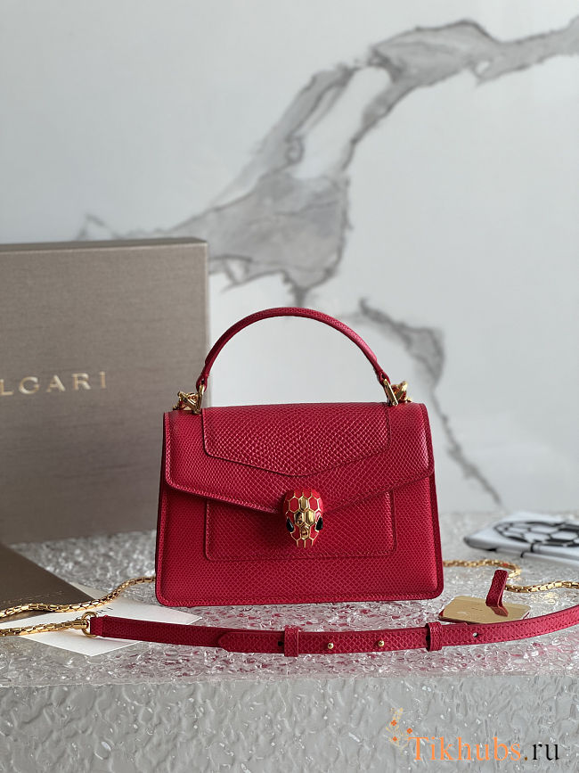 Bvlgari Serpenti Forever Mini Top Handle Red Bag 19X11X6cm - 1