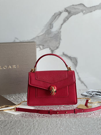 Bvlgari Serpenti Forever Mini Top Handle Red Bag 19X11X6cm