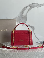 Bvlgari Serpenti Forever Mini Top Handle Red Bag 19X11X6cm - 3