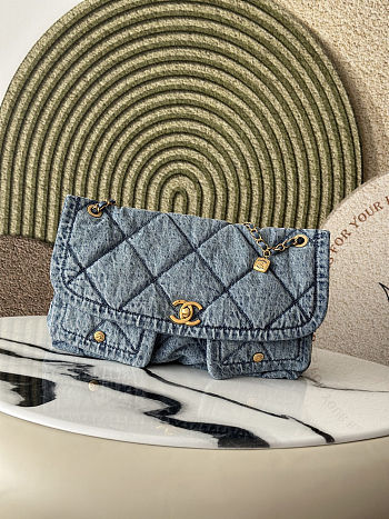 Chanel Washed Denim Quilted Maxi Flap Bag 27x47x10cm