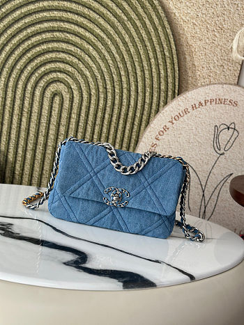 Chanel 19 Flap Bag Denim Blue 26x9x16cm