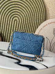 Chanel 19 Flap Bag Denim Blue 26x9x16cm - 3