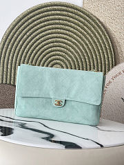 Chanel 26S Classic Flap Maxi Suede Large Glacier Blue Bag 39×26×11cm - 1