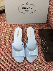 Prada Patent Leather Blue Mules - 1