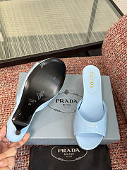 Prada Patent Leather Blue Mules - 4