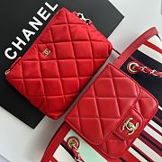 Chanel Striped Canvas Shopping Tote with Quilted Flap Bag 26x54x18cm - 6