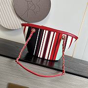 Chanel Striped Canvas Shopping Tote with Quilted Flap Bag 26x54x18cm - 2