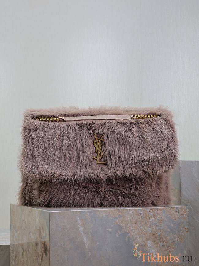 Saint Laurent Large Niki Shoulder Taro Bag in Faux Fur 47×34×16cm - 1