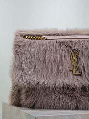 Saint Laurent Large Niki Shoulder Taro Bag in Faux Fur 47×34×16cm - 4