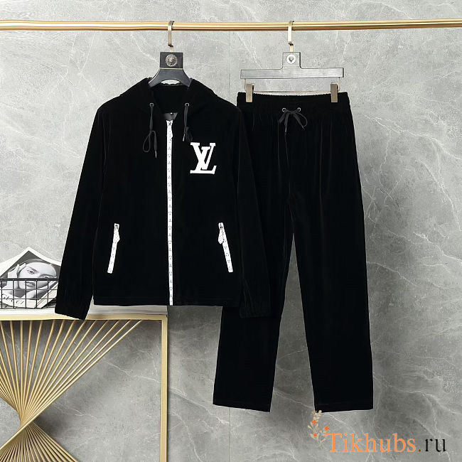 Louis Vuitton Velvet Zipped Hoodie and Track Pants - 1