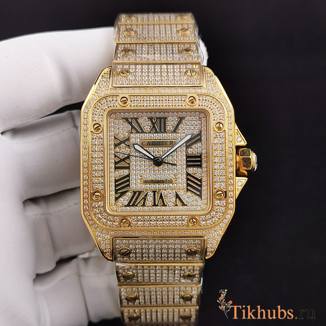 Cartier Santos de Cartier Yellow Gold Diamond Watch - 1
