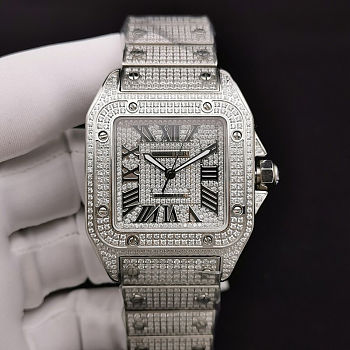 Cartier Santos de Cartier Silver Diamond Watch