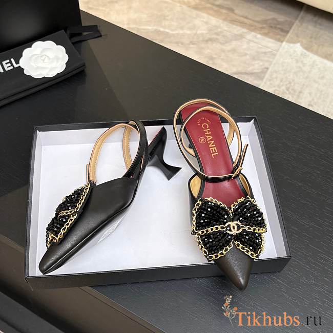 Chanel Bead Bow Slingback Heels - 1
