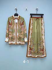 Zimmermann Tiggy Green Paisley Print Silk Shirt & Pants Set. - 1