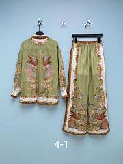 Zimmermann Tiggy Green Paisley Print Silk Shirt & Pants Set. - 5