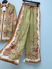 Zimmermann Tiggy Green Paisley Print Silk Shirt & Pants Set. - 3