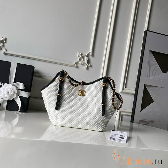 Chanel Raffia Small Shopping White Bag 20×28×7cm - 1