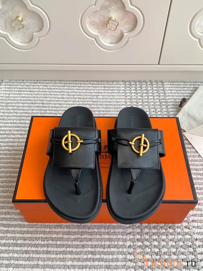 Hermès Miss Black Sandal  - 1