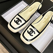 CHANEL 26B White Lambskin & Black Patent Calfskin Square-Toe Slingbacks - 6