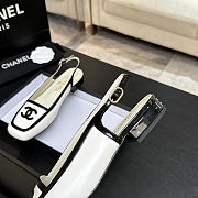 CHANEL 26B White Lambskin & Black Patent Calfskin Square-Toe Slingbacks - 5
