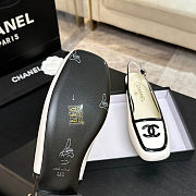 CHANEL 26B White Lambskin & Black Patent Calfskin Square-Toe Slingbacks - 4