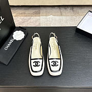 CHANEL 26B White Lambskin & Black Patent Calfskin Square-Toe Slingbacks - 3