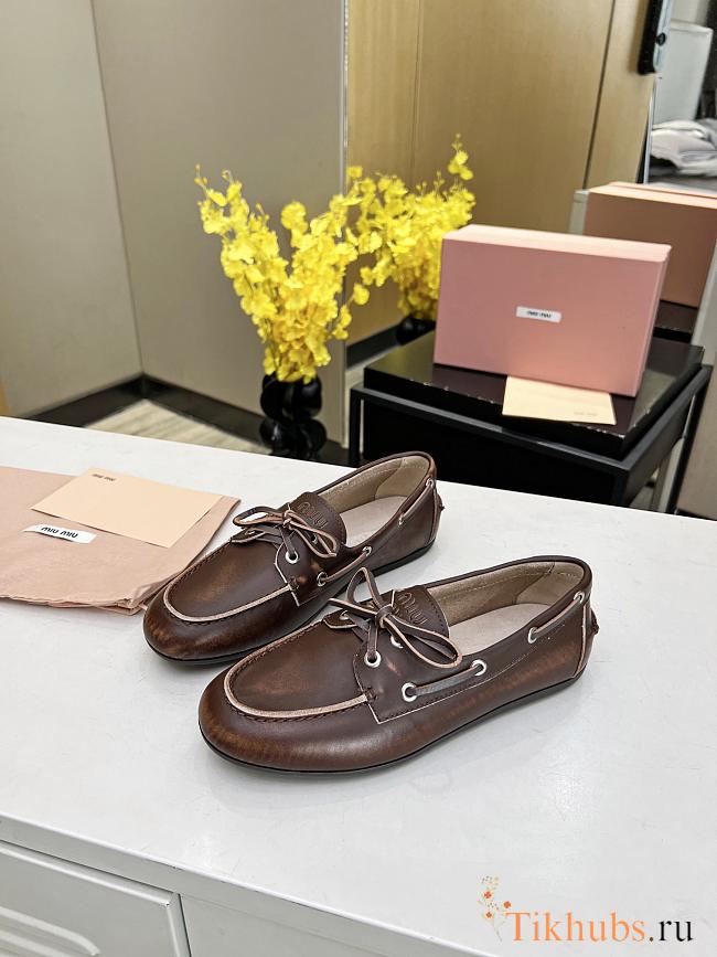Miu Miu Bleached Leather Deck Shoes - 1