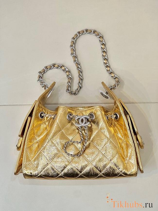 Chanel 25 Mini Bag Gold Metallic Caviar  - 1