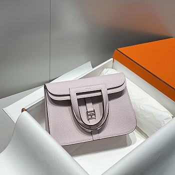 Hermes Halzan 25 Mauve Pale Clemence Bag 25x7.9x17cm