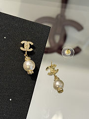 Chanel CC Pearl Drop Gold Earrings - 5