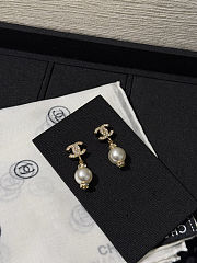 Chanel CC Pearl Drop Gold Earrings - 2