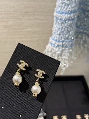 Chanel CC Pearl Drop Gold Earrings - 3