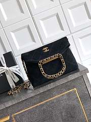 CHANEL Black Quilted Velvet Flap Bag with Chain Top Handle 32×22×7 Cm - 1