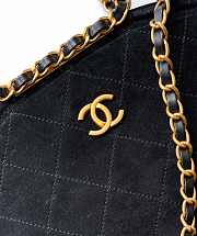 CHANEL Black Quilted Velvet Flap Bag with Chain Top Handle 32×22×7 Cm - 3