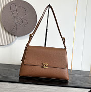 Chanel Grained Calfskin Maxi Flap Bag Brown Gold Hardware 32×20×10cm - 1