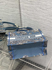 Christian Dior Blue Brocart Palm Tree Embroidered Book Tote 26x8x22cm - 5