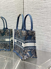 Christian Dior Blue Brocart Palm Tree Embroidered Book Tote 26x8x22cm - 4
