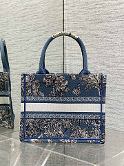 Christian Dior Blue Brocart Palm Tree Embroidered Book Tote 26x8x22cm - 2