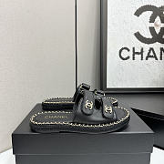 Chanel chain trim double strap slides black - 1
