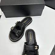 Chanel chain trim double strap slides black - 6