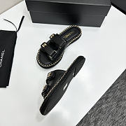 Chanel chain trim double strap slides black - 4
