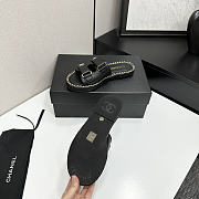 Chanel chain trim double strap slides black - 5
