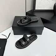 Chanel chain trim double strap slides black - 3