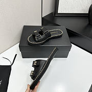 Chanel chain trim double strap slides black - 2