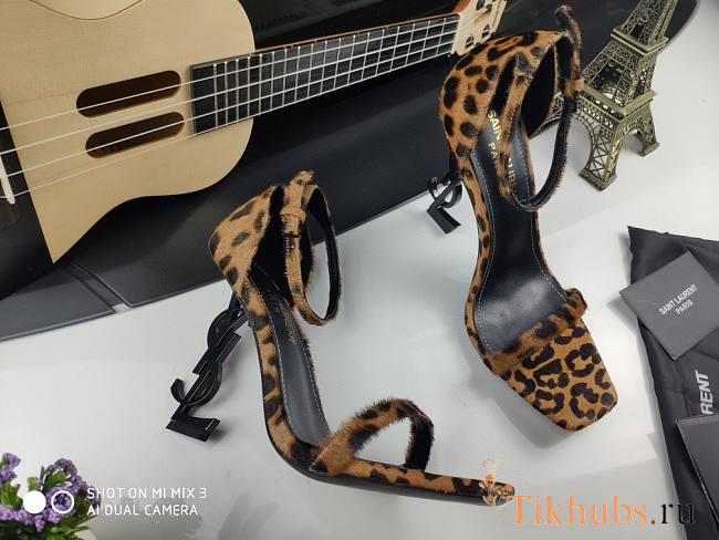 Saint Laurent Opyum Leopard-Print Calf Hair Heel - 1