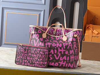  Louis Vuitton Monogram Graffiti pink fuchsiaNeverfull GM 31 x 28 x 14cm